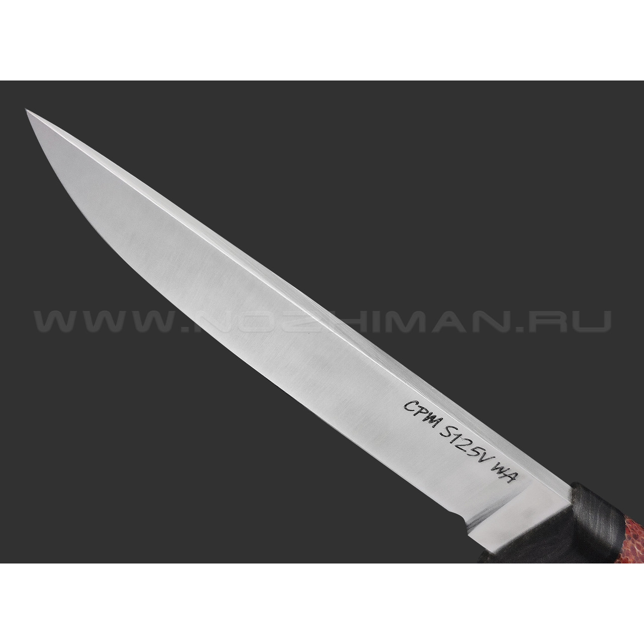 Волчий Век нож Слоненок Custom сталь CPM S125V WA satin, рукоять Black wood, позвонок кита, carbon fiber