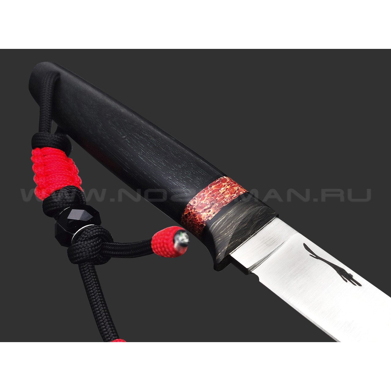 Волчий Век нож Слоненок Custom сталь CPM S125V WA satin, рукоять Black wood, позвонок кита, carbon fiber