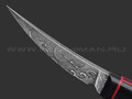 Волчий Век нож Сакура Custom сталь Niolox WA травление, рукоять G10 black & red