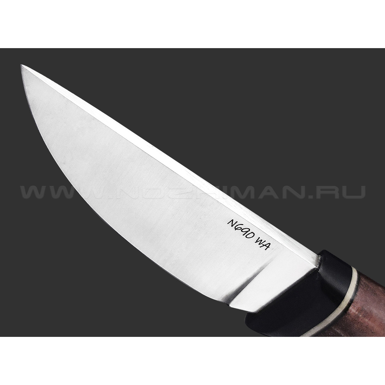 Волчий Век нож Слоненок Custom сталь N690 WA satin, рукоять Стаб. корень ясеня, G10