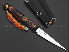Волчий Век нож Сечень сталь M398 WA satin, рукоять Micarta chaotic black & orange