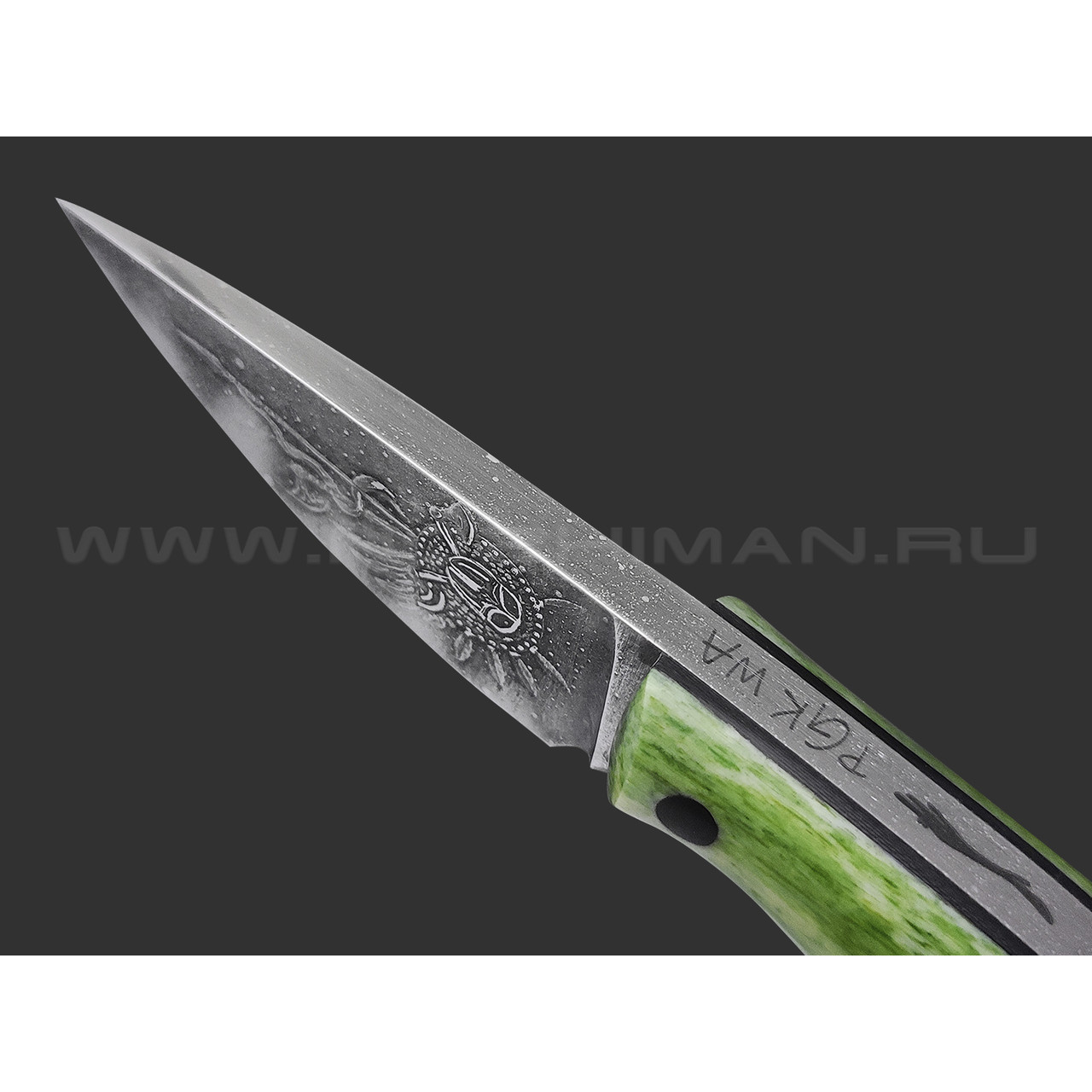 Волчий Век нож Мини МасичЬка Custom сталь PGK WA травление, рукоять Кость жирафа