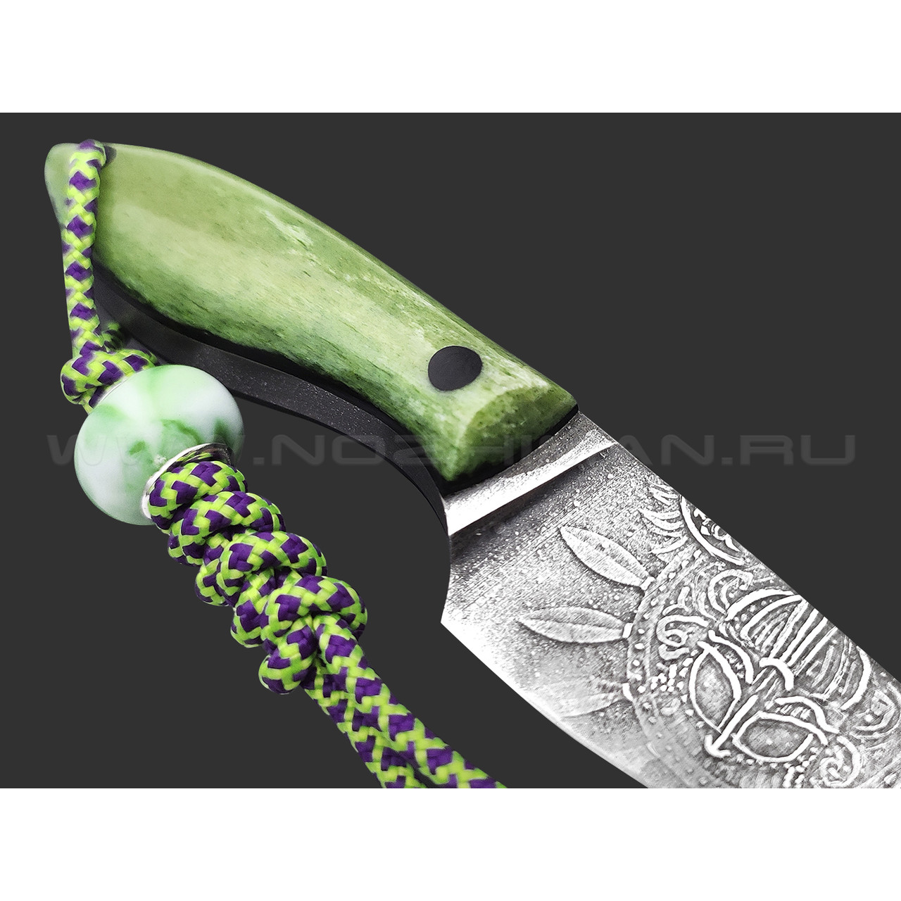 Волчий Век нож Мини МасичЬка Custom сталь PGK WA травление, рукоять Кость жирафа
