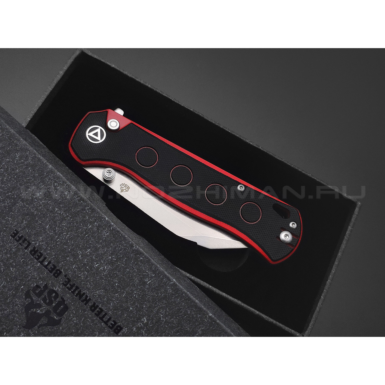 Нож QSP Swordfish QS149-A1 сталь 14C28N стоунвош, рукоять G10 black & red