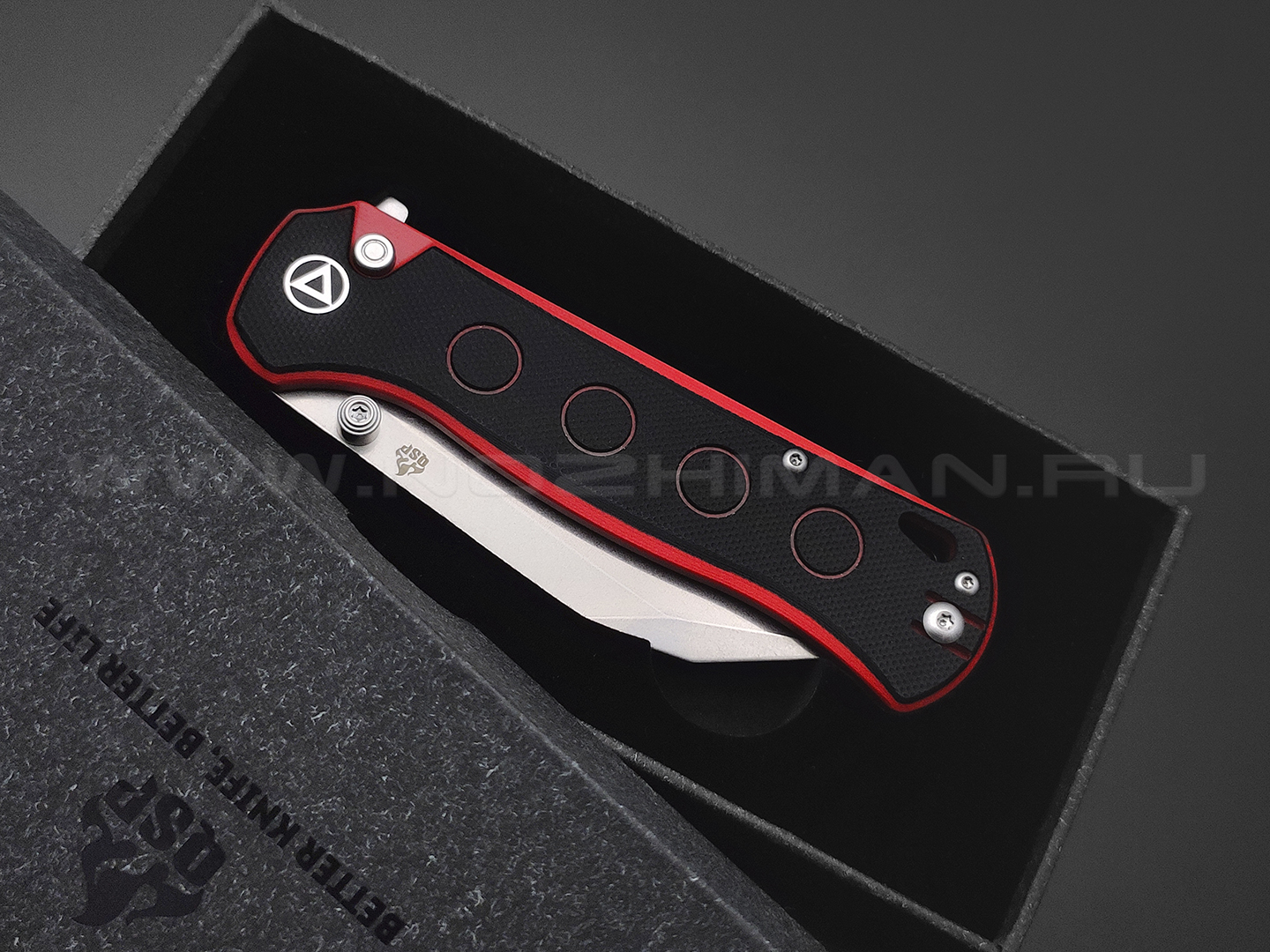 Нож QSP Swordfish QS149-A1 сталь 14C28N stonewash, рукоять G10 black & red