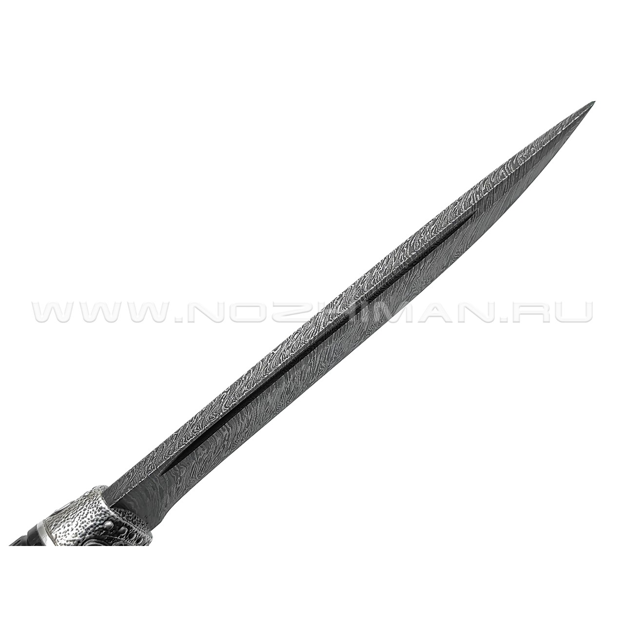 Эхо нож Викинг сталь Дамаск, рукоять Черное дерево, бронза, серебро