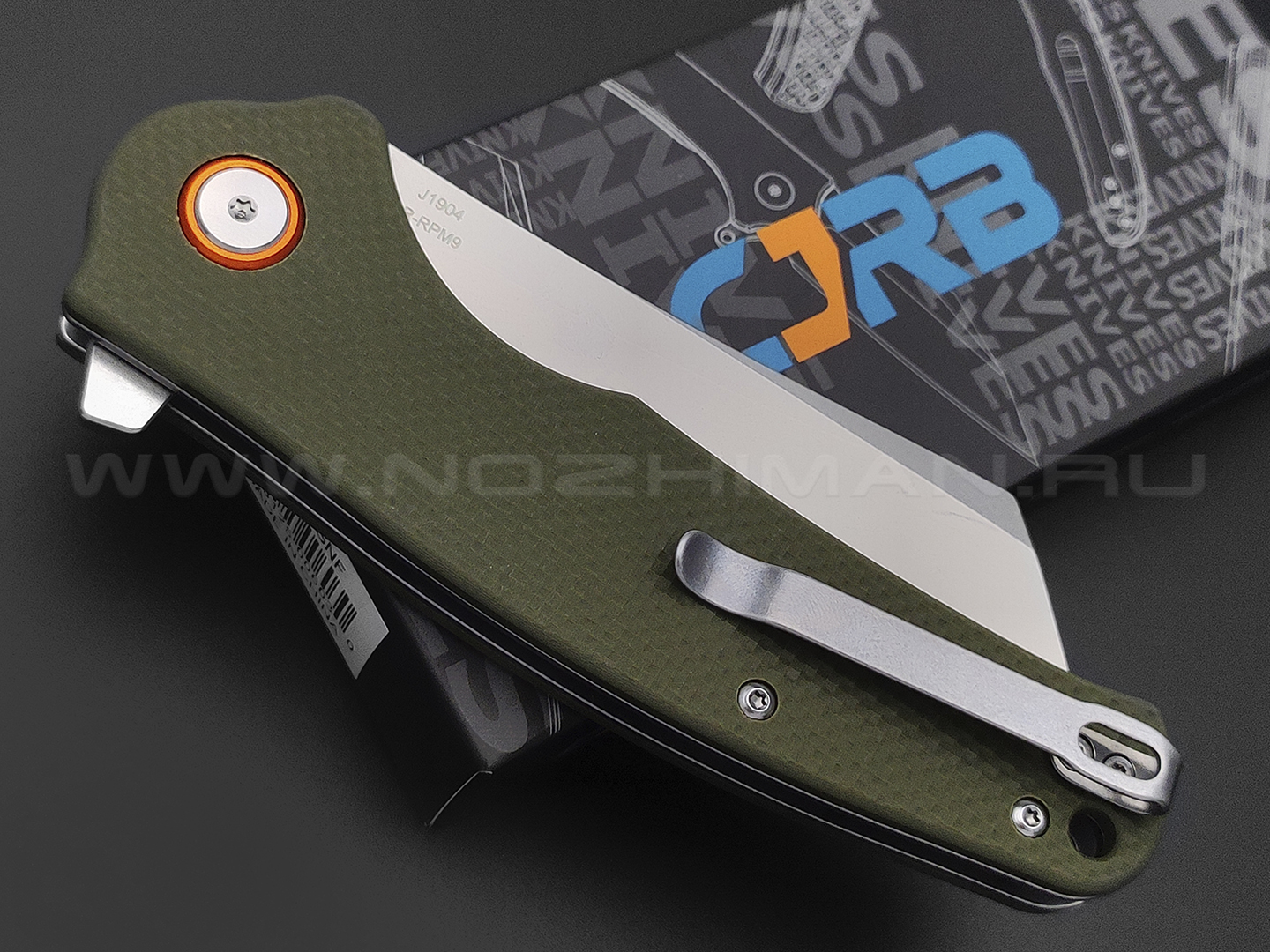 Нож CJRB Crag J1904-GNF сталь AR-RPM9, рукоять G10 OD green