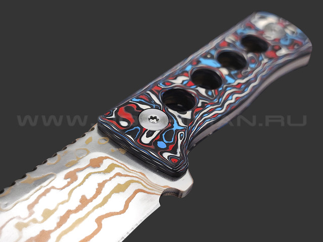 Нож QSP Canary Neck Knife QS141-H сталь Brass Copper Damascus, рукоять Carbon fiber Colorful
