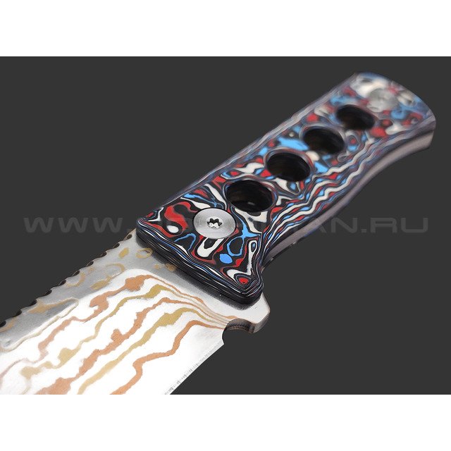 Нож QSP Canary Neck Knife QS141-H сталь Brass Copper Damascus, рукоять Carbon fiber Colorful