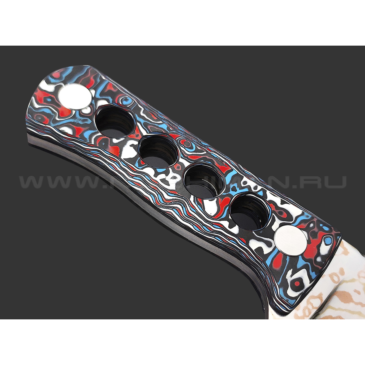 Нож QSP Canary Neck Knife QS141-H сталь Brass Copper Damascus, рукоять Carbon fiber Colorful
