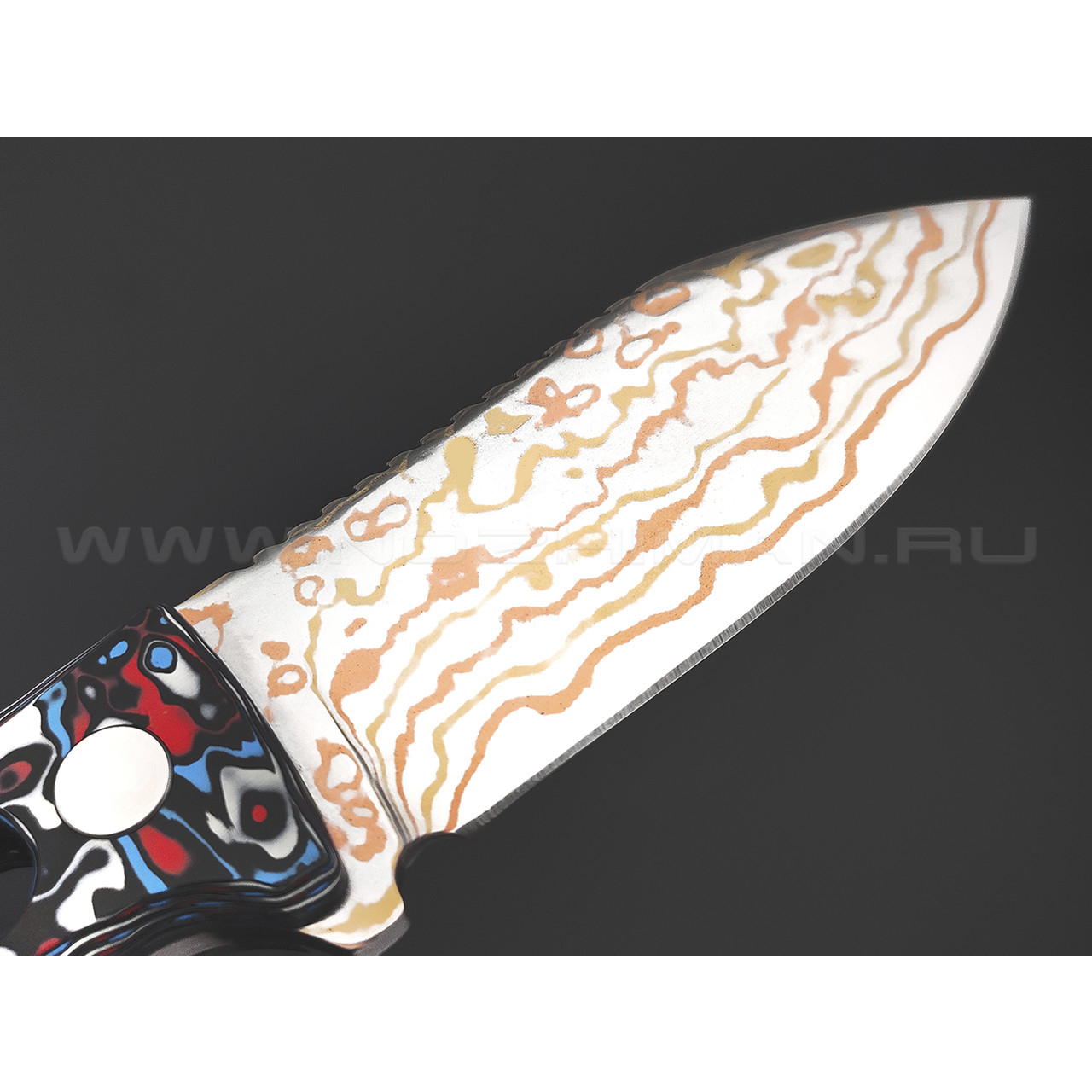 Нож QSP Canary Neck Knife QS141-H сталь Brass Copper Damascus, рукоять Carbon fiber Colorful