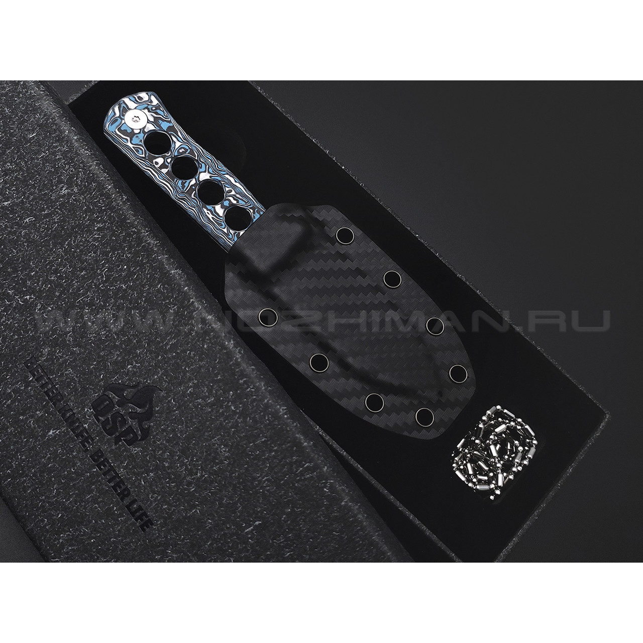 Нож QSP Canary Neck Knife QS141-I сталь Damascus, рукоять Carbon fiber Colorful