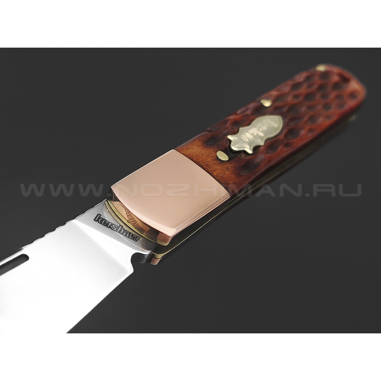 Нож Kershaw Culpepper Brown Bone 4383BJB сталь D2, рукоять Кость, медь, латунь