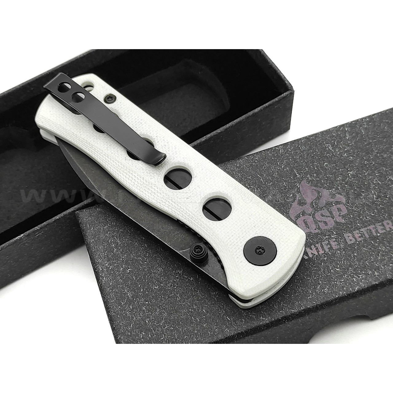 Нож QSP Canary folder QS150-G2 сталь 14C28N black, рукоять G10 white
