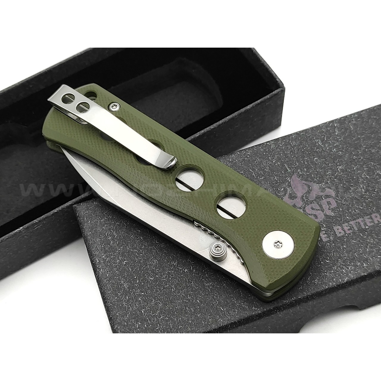 Нож QSP Canary folder QS150-F1 сталь 14C28N стоунвош, рукоять G10 green