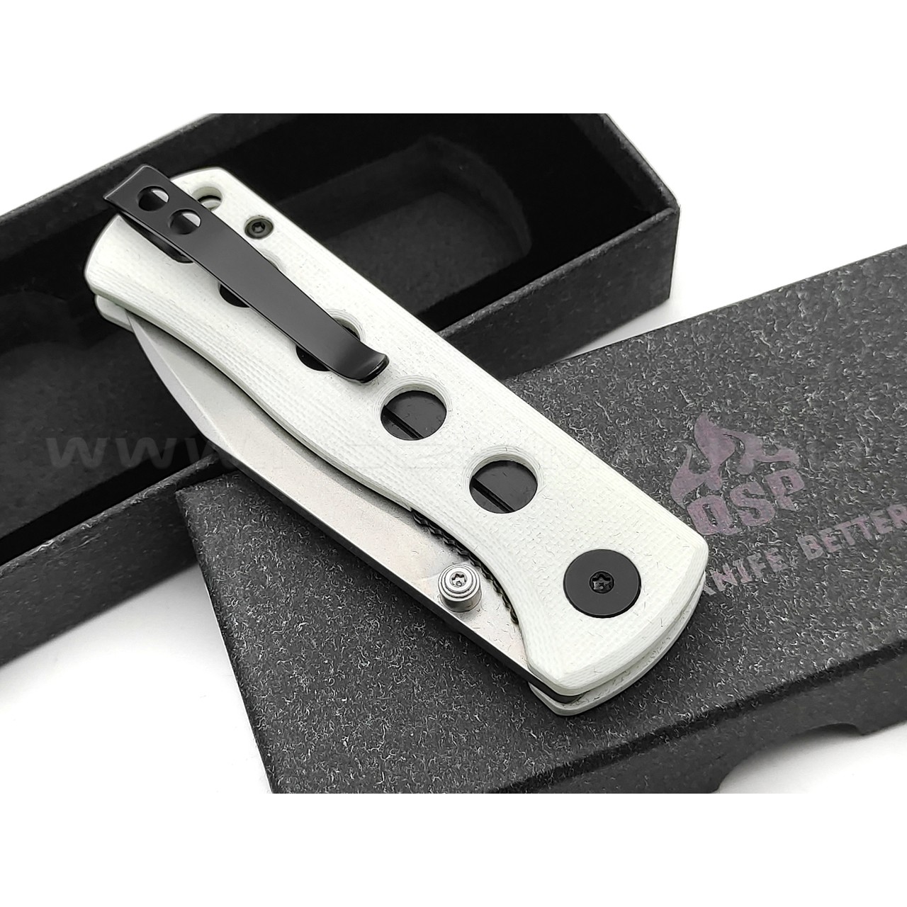 Нож QSP Canary folder QS150-G1 сталь 14C28N стоунвош, рукоять G10 white