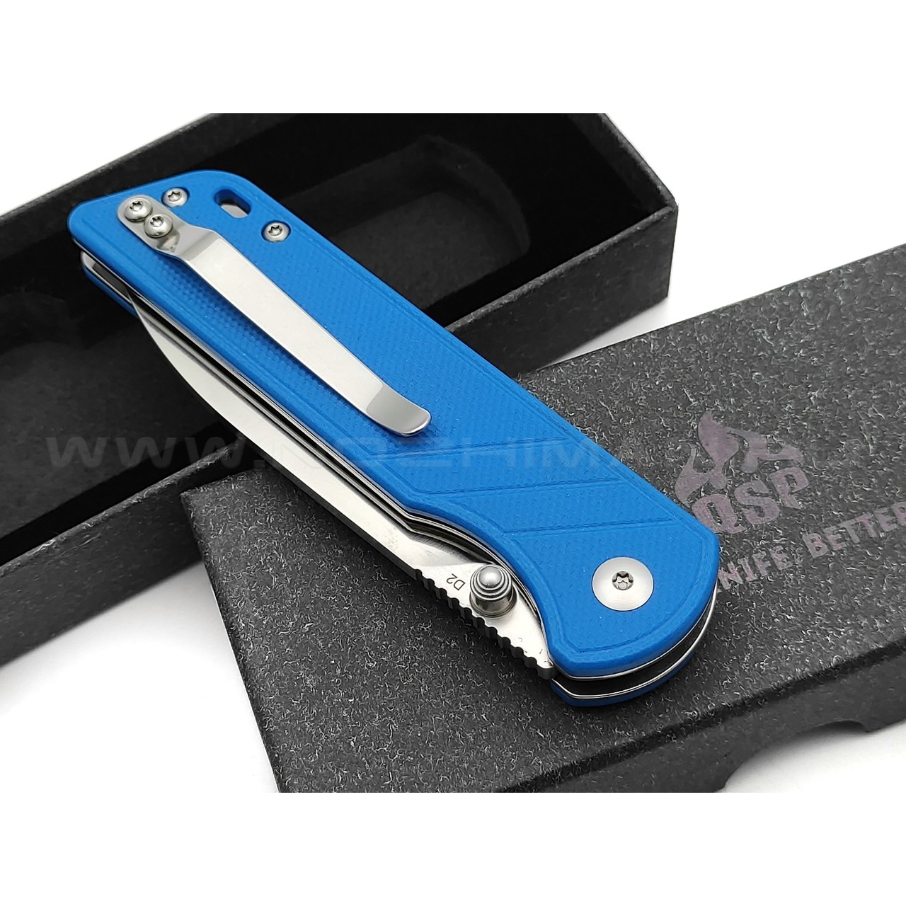 Нож QSP Parrot QS102-D сталь D2, рукоять G10 blue