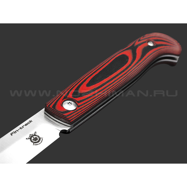 Северная корона складной нож Fin-Track сталь Aus-10 satin, рукоять G10 black & red
