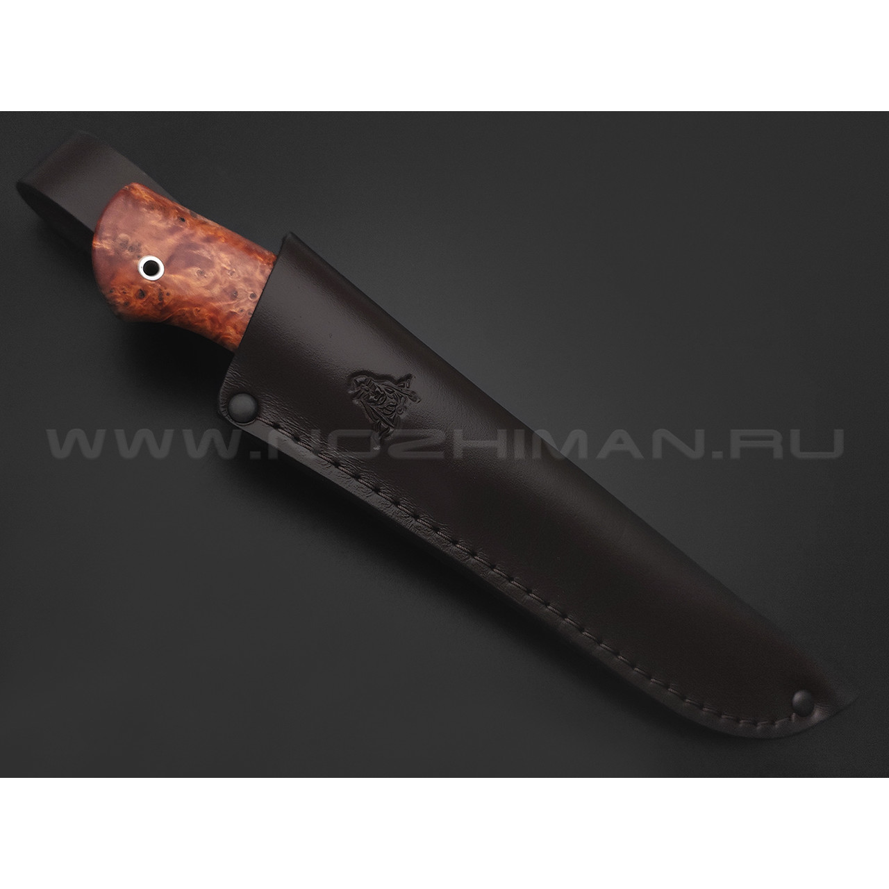 Кметь нож Клык сталь CPM S110V, рукоять Стаб. кап клена, мельхиор