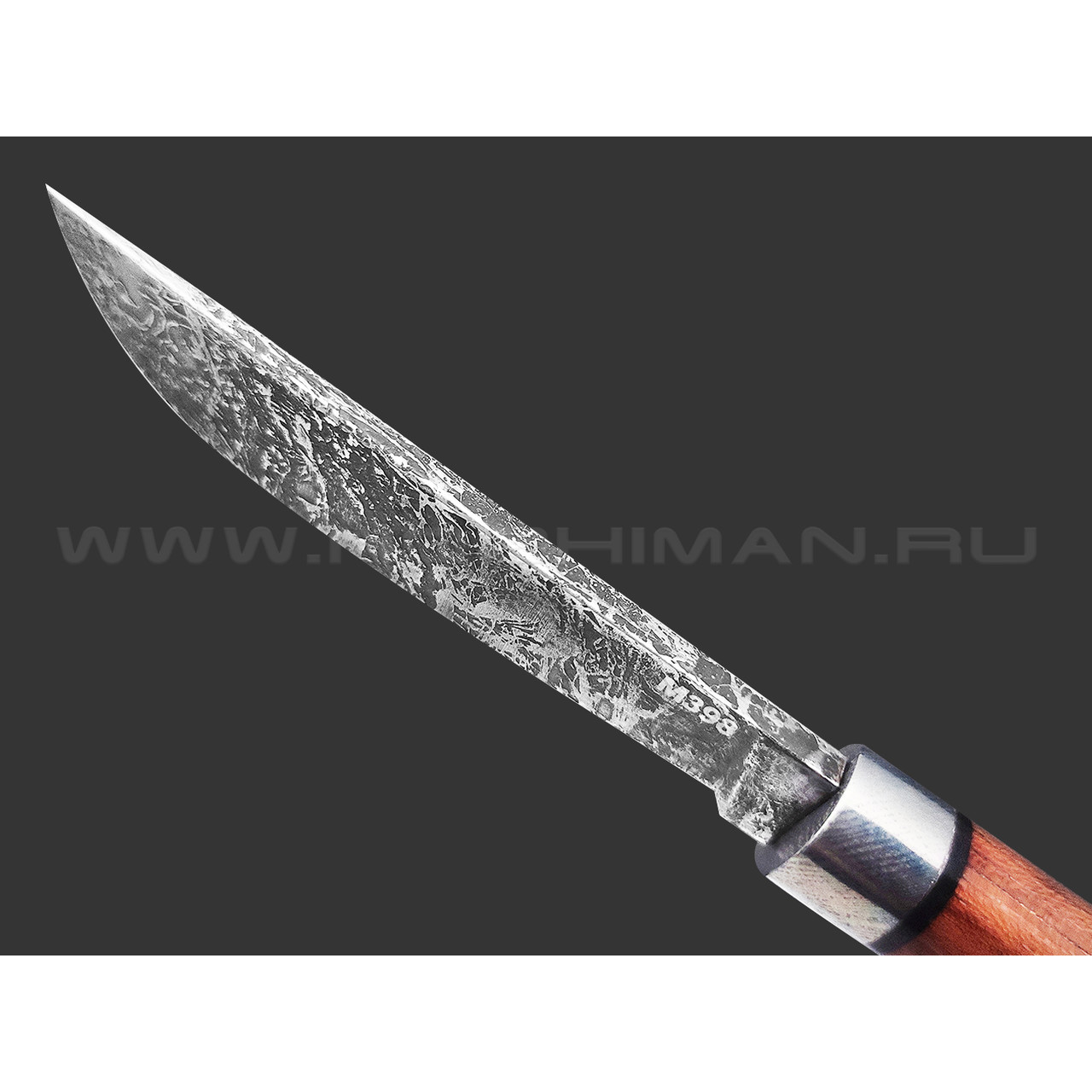 Богдан Гоготов нож NBG-49 сталь M398 травление, рукоять Красный эбен, timascus