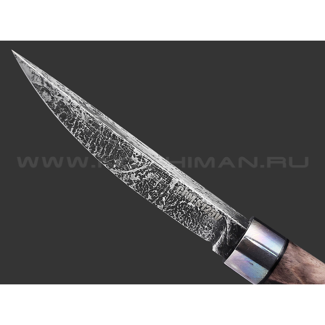 Богдан Гоготов нож NBG-47 сталь CPM S125V травление, рукоять Стаб. кап клена, timascus