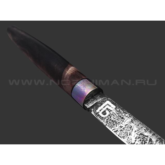 Богдан Гоготов нож NBG-47 сталь CPM S125V травление, рукоять Стаб. кап клена, timascus
