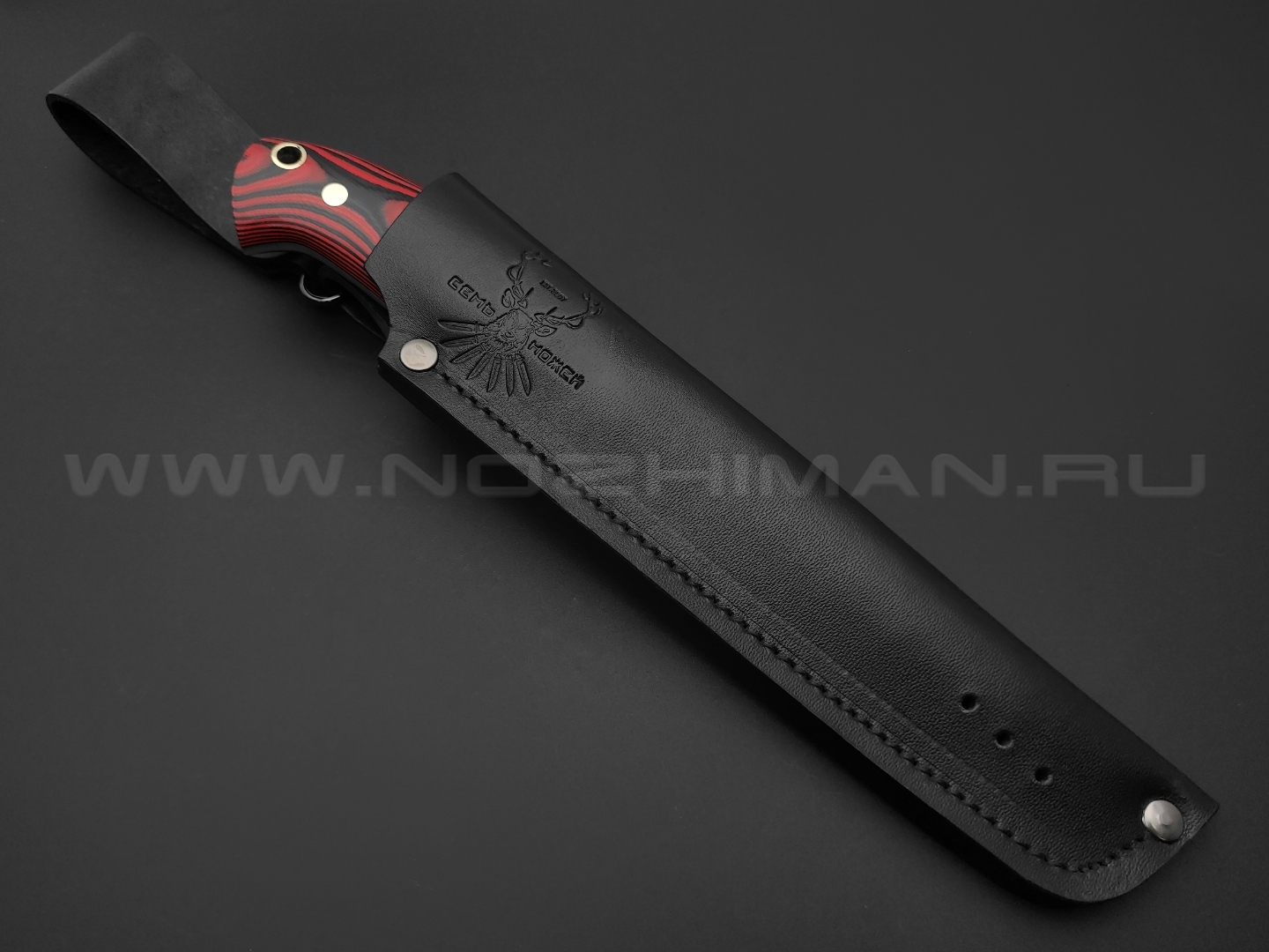 7 ножей нож Путник сталь D2 satin, рукоять G10 black & red