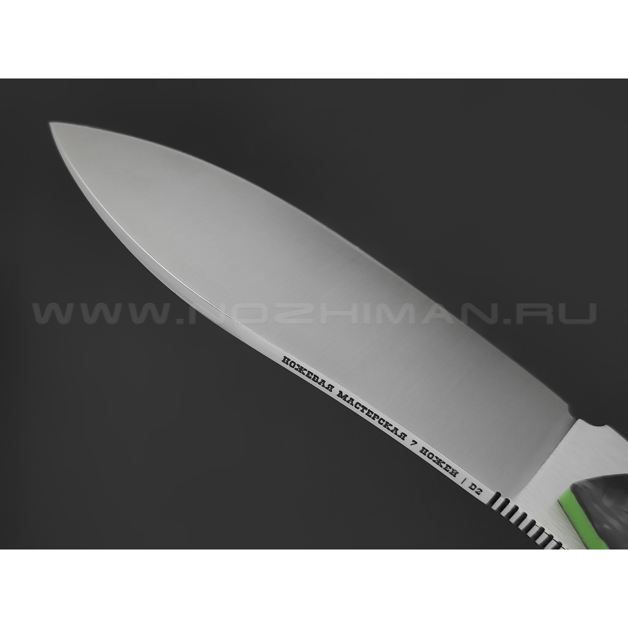 7 ножей нож Нессмук сталь D2 сатин, рукоять Карбон, G10 зелёный