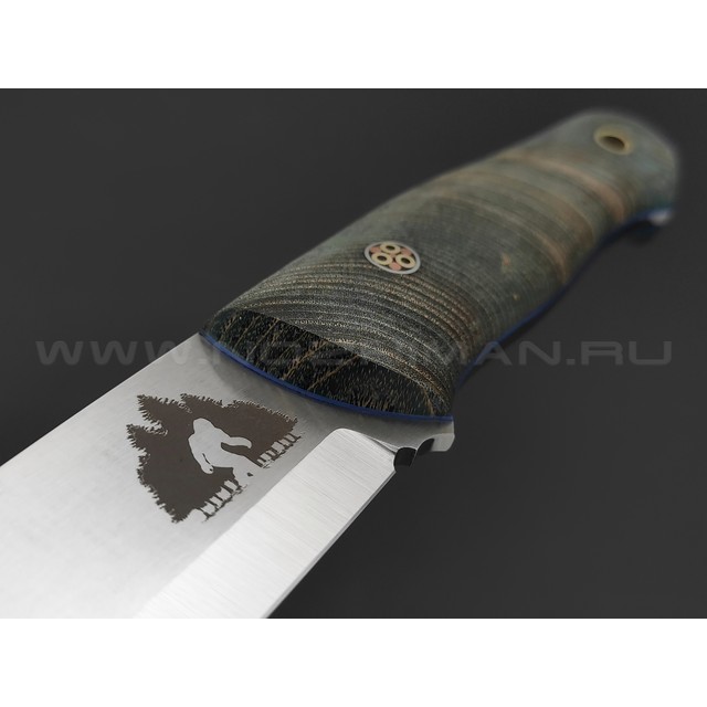 7 ножей нож Йети сталь K340 satin, рукоять Стаб. торцевой ясень, G10 blue