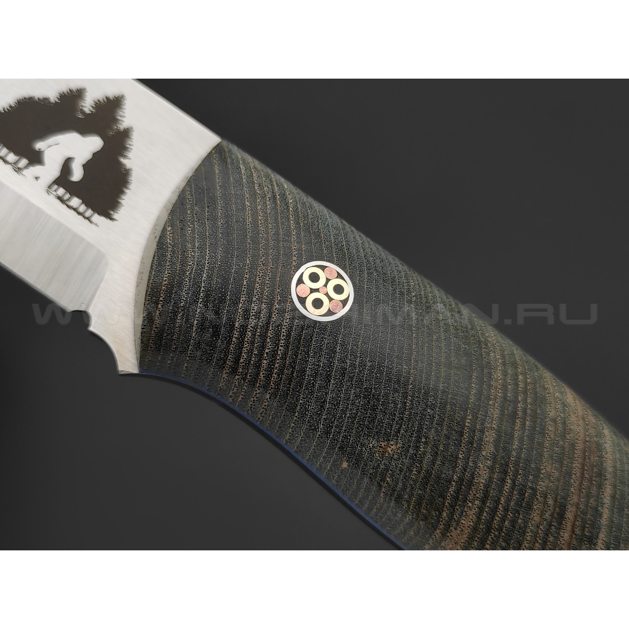 7 ножей нож Йети сталь K340 satin, рукоять Стаб. торцевой ясень, G10 blue