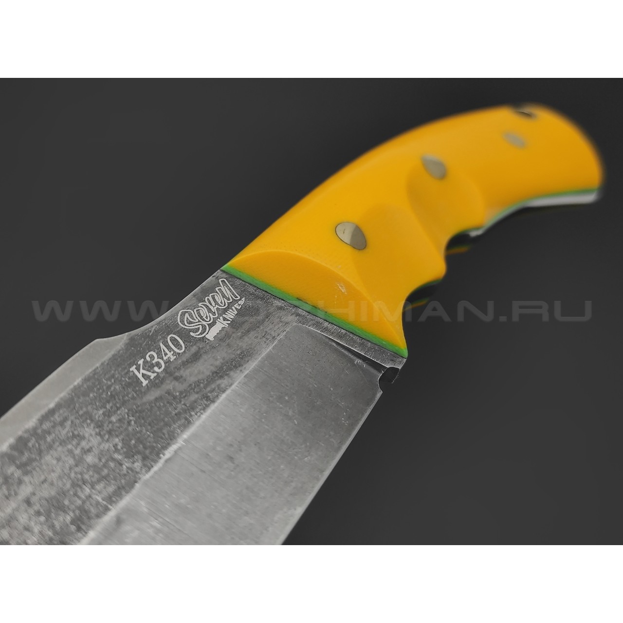 7 ножей нож Беркут сталь K340 блэквош, рукоять G10 yellow & green