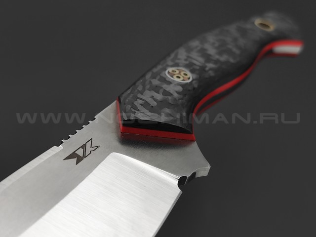7 ножей нож Пиранья сталь K340 satin, рукоять Carbon fiber, G10 red