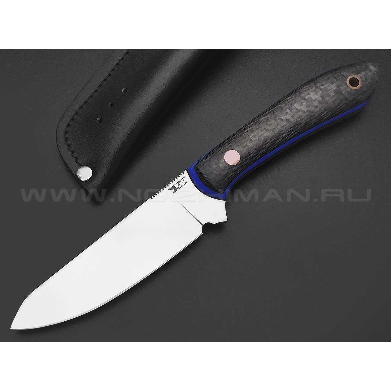 7 ножей нож Ц1 сталь PGK satin, рукоять Carbon fiber, G10 blue