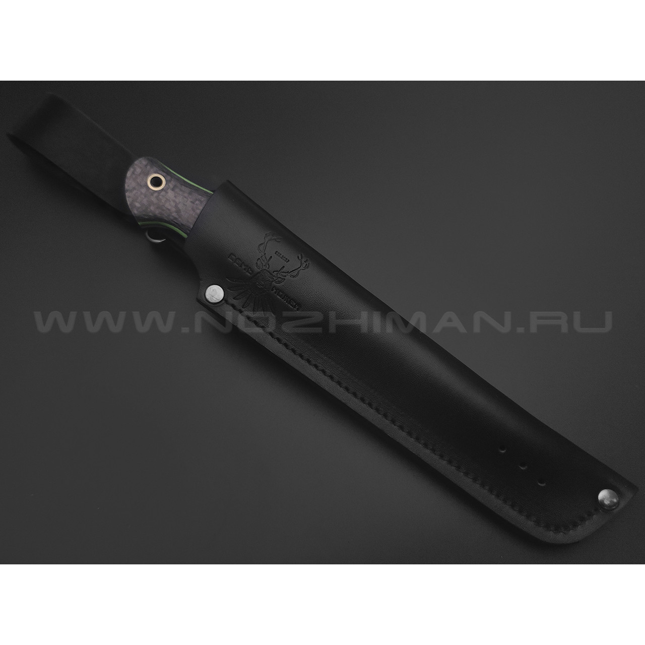 7 ножей нож Клык сталь PGK satin, рукоять Carbon fiber, G10 green & black