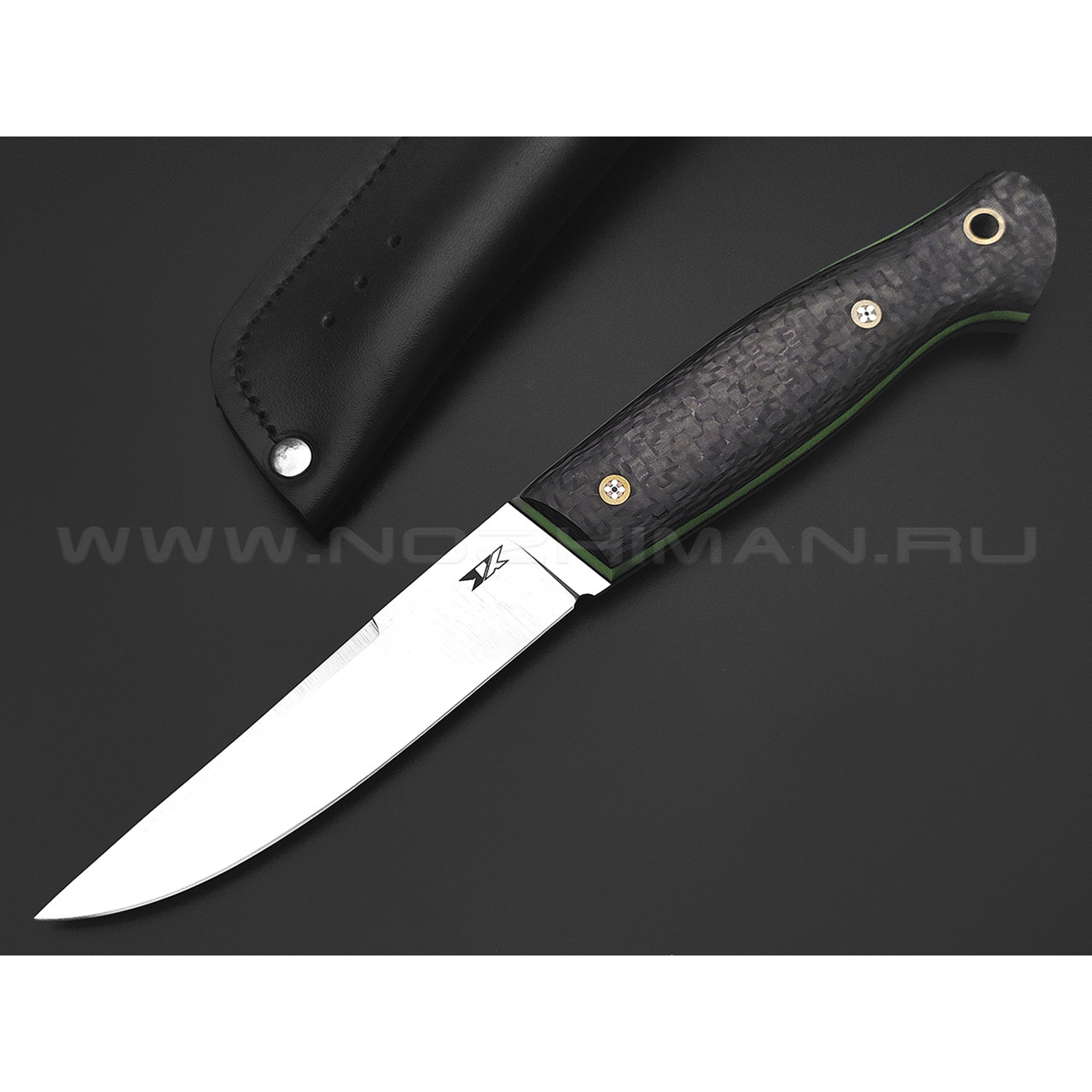 7 ножей нож Клык сталь PGK satin, рукоять Carbon fiber, G10 green & black