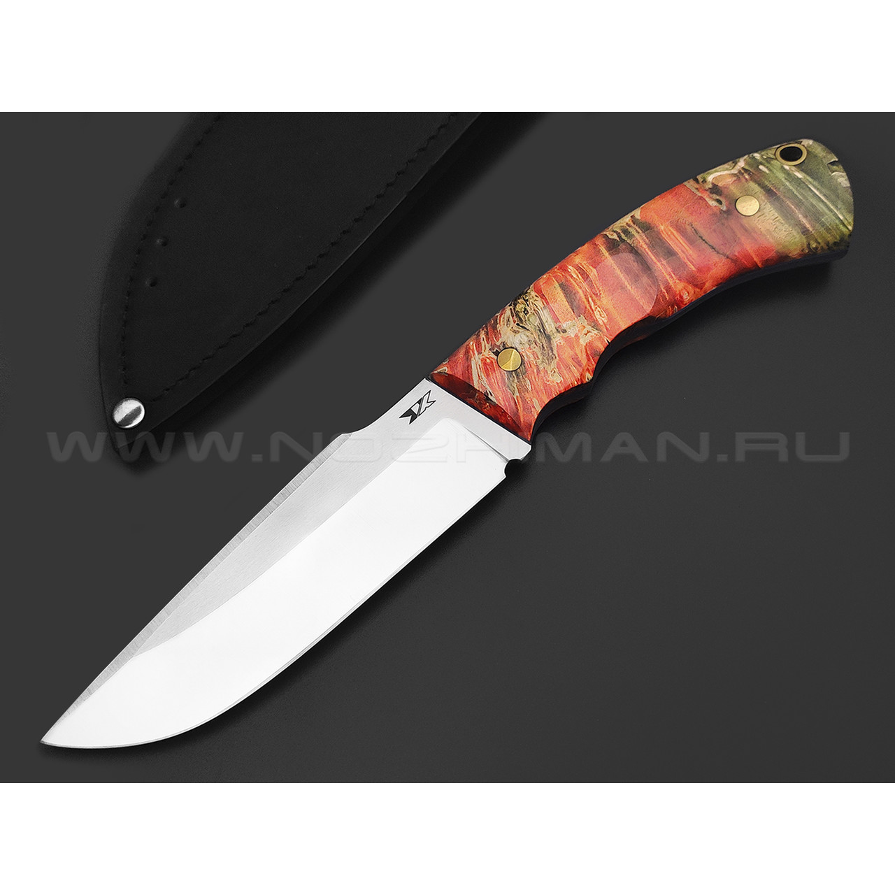 7 ножей нож Беркут сталь D2 satin, рукоять Стаб. кап клена, G10 blue