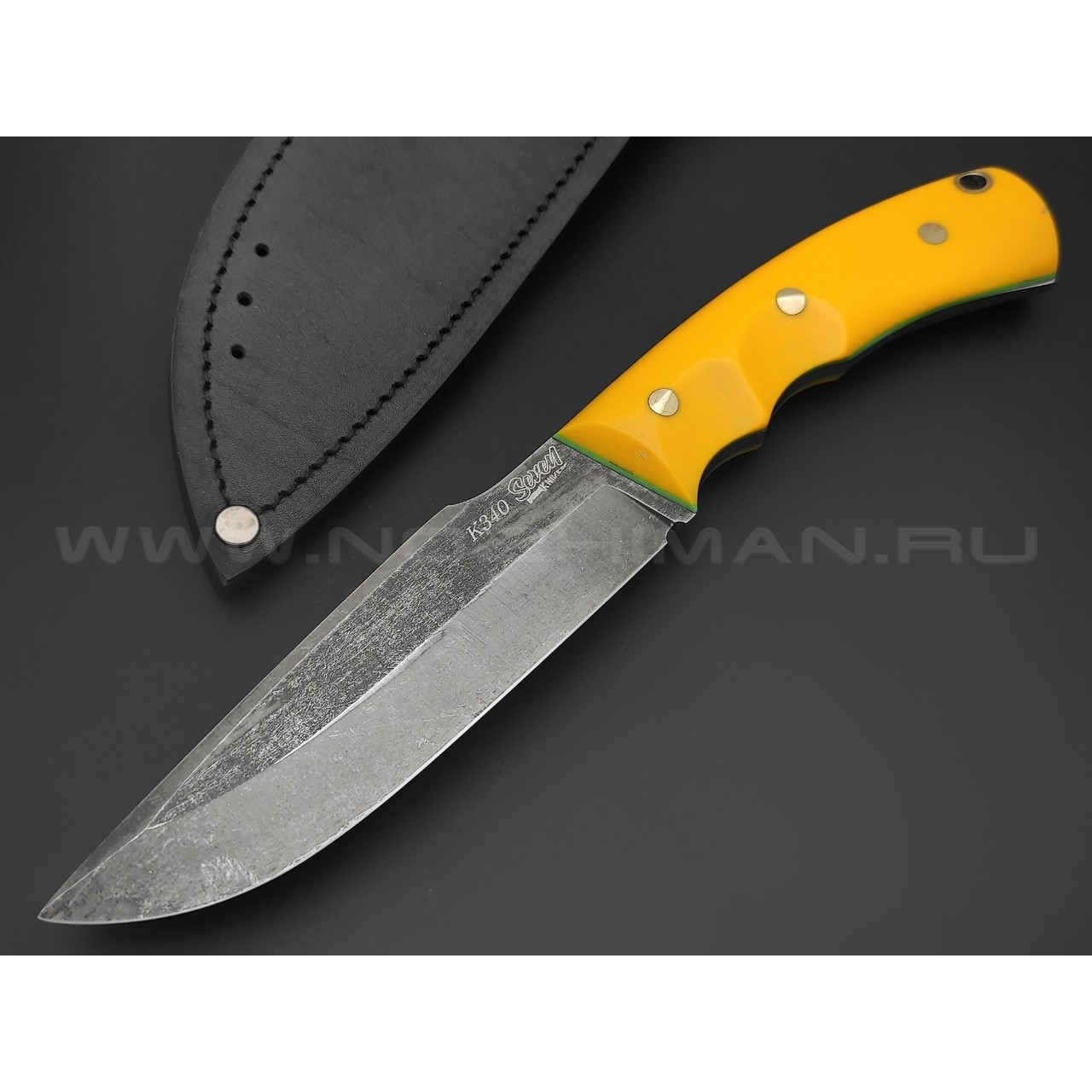 7 ножей нож Беркут сталь K340 блэквош, рукоять G10 yellow & green
