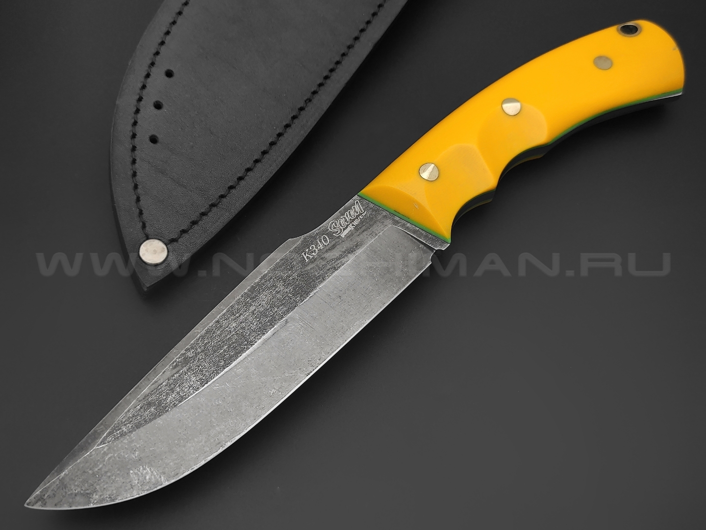 7 ножей нож Беркут сталь K340 blackwash, рукоять G10 yellow & green