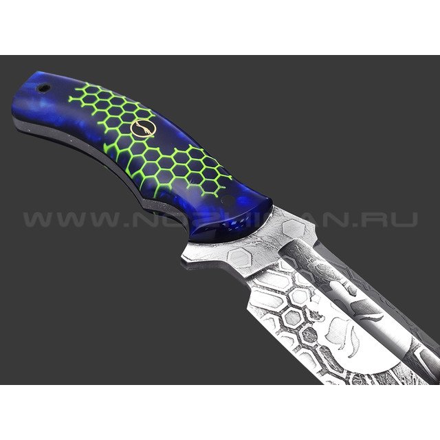 Волчий Век нож Команданте Custom Tactical Edition сталь PGK WA травление, рукоять Композитный акрил с сотами