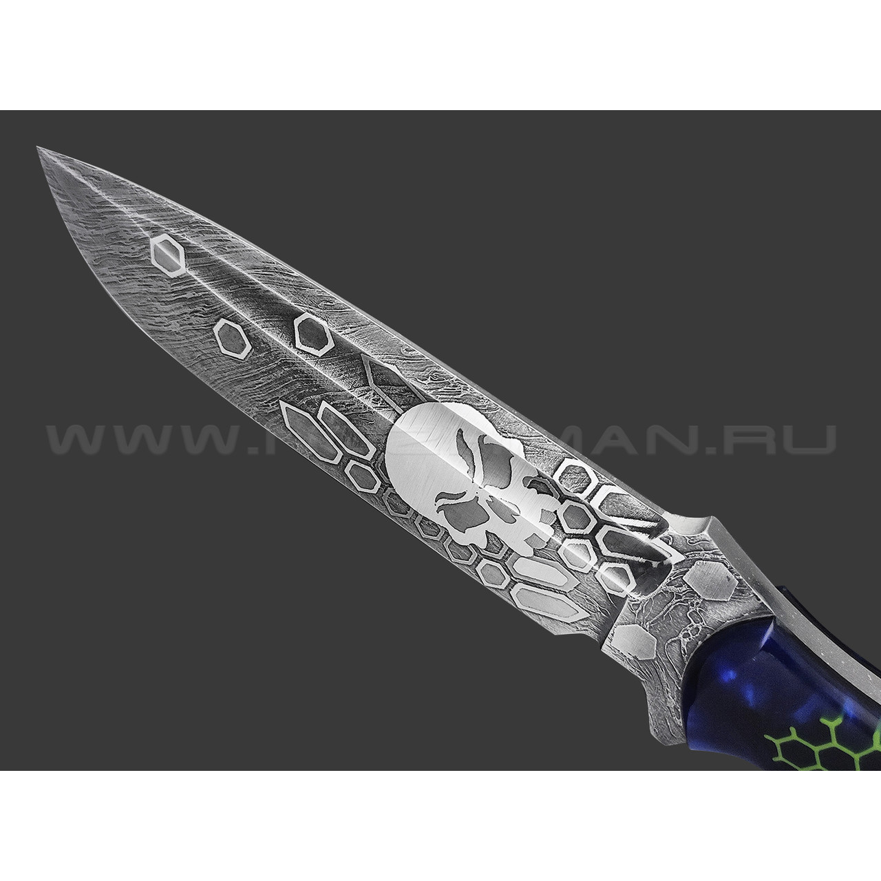 Волчий Век нож Команданте Custom Tactical Edition сталь PGK WA травление, рукоять Композитный акрил с сотами