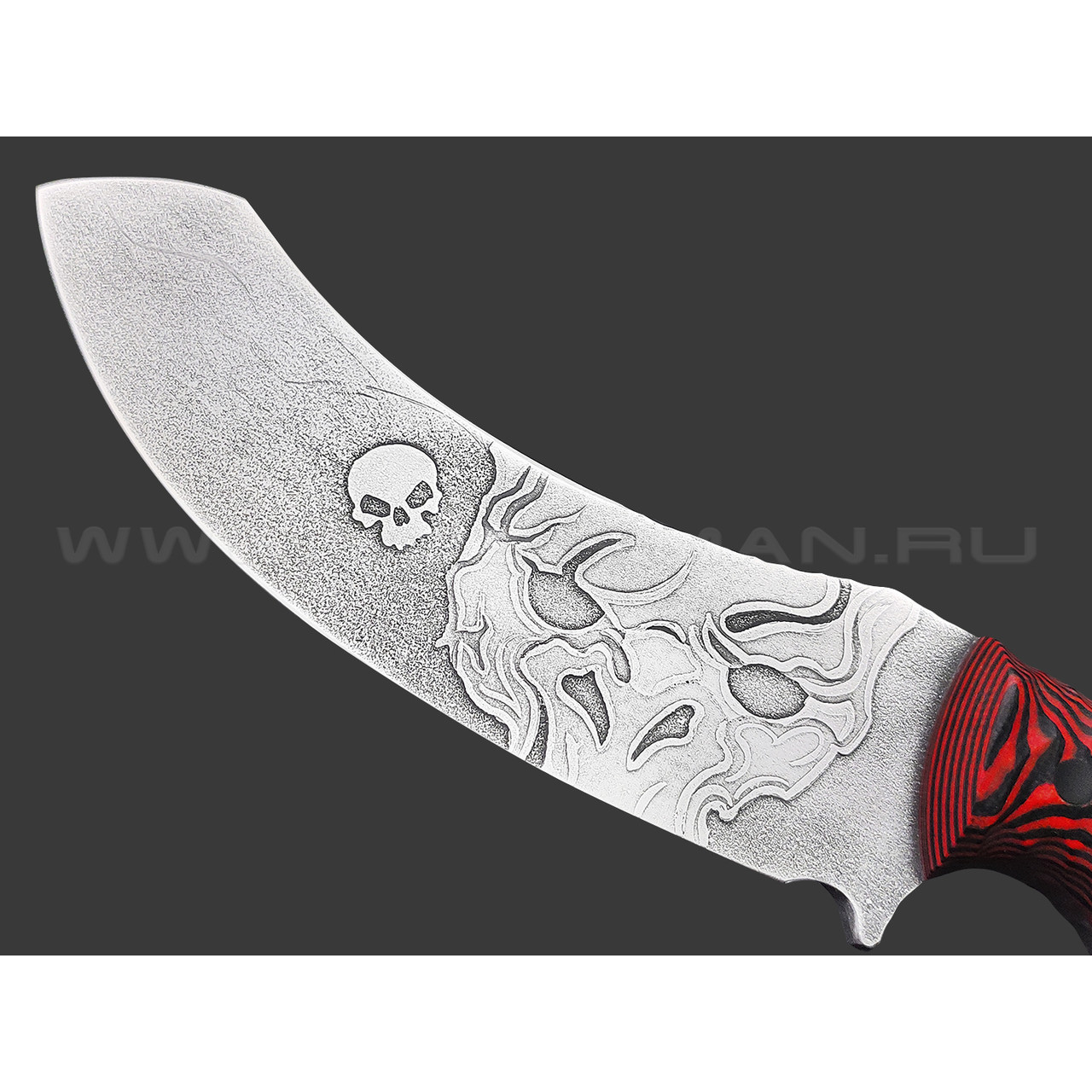 Волчий Век нож Кондрат 12 Custom Orc Edition сталь 95Х18 WA травление, рукоять G10 black & red