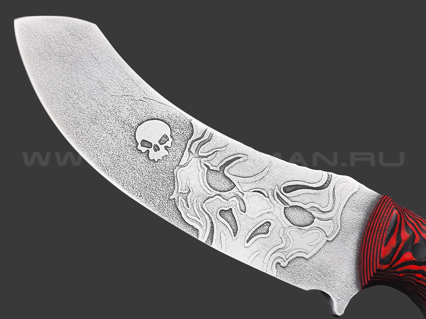 Волчий Век нож Кондрат 12 Custom Orc Edition сталь 95Х18 WA травление, рукоять G10 black & red
