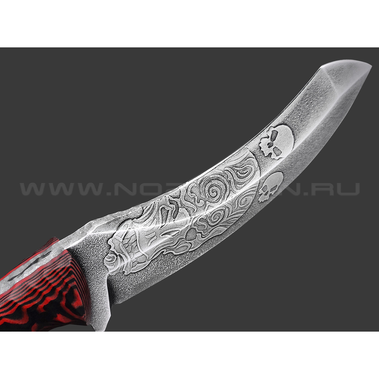 Волчий Век нож Кондрат 12 Custom Orc Edition сталь 95Х18 WA травление, рукоять G10 black & red