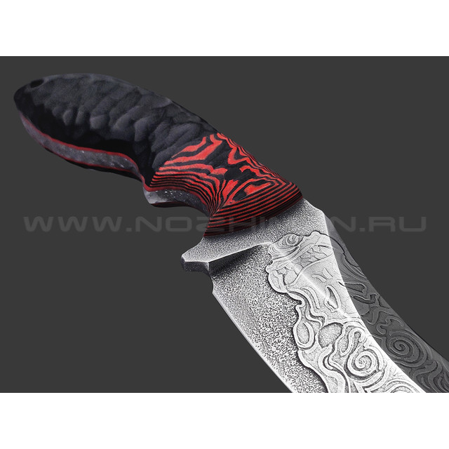 Волчий Век нож Кондрат 12 Custom Orc Edition сталь 95Х18 WA травление, рукоять G10 black & red