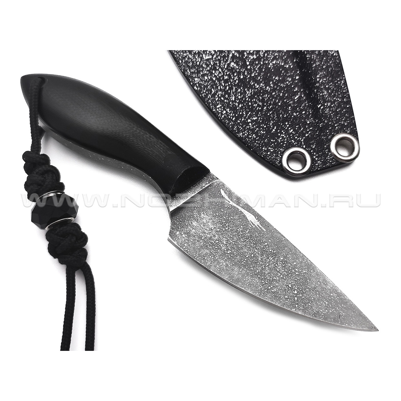 Волчий Век нож Мини МасичЬка сталь PGK WA травление, рукоять G10 black