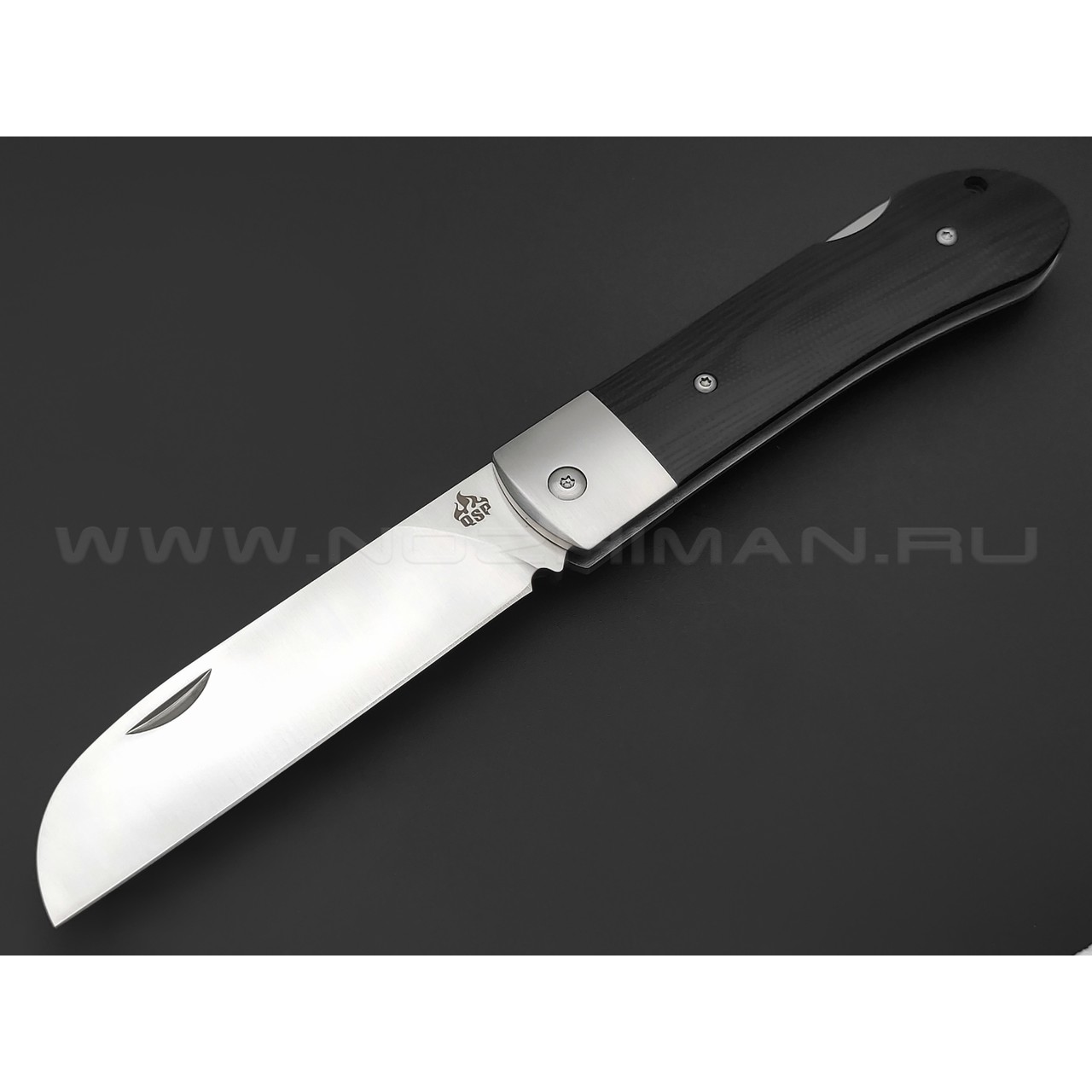 Нож QSP Worker QS128-A сталь N690 satin, рукоять G10 black, кожаный чехол