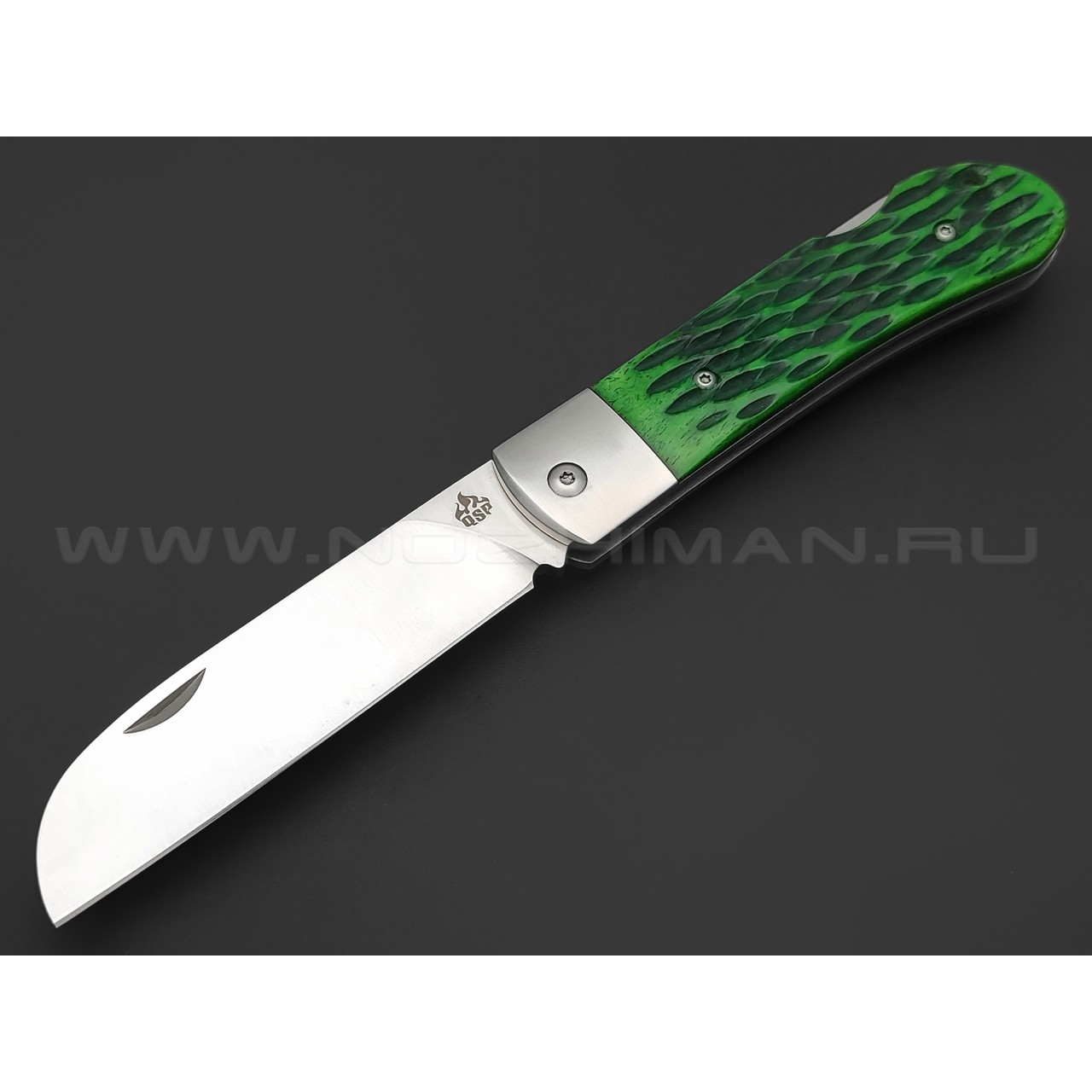 Нож QSP Worker QS128-B сталь N690 satin, рукоять Bone green, кожаный чехол