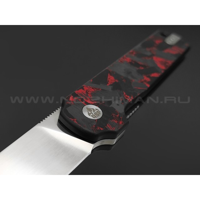Нож QSP Lark QS144-D сталь 14C28N satin, рукоять Chaotic carbon fiber red