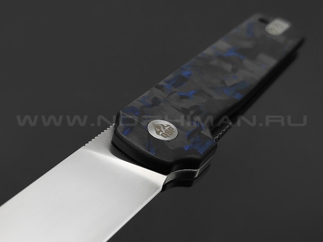 Нож QSP Lark QS144-E сталь 14C28N satin, рукоять Chaotic carbon fiber blue
