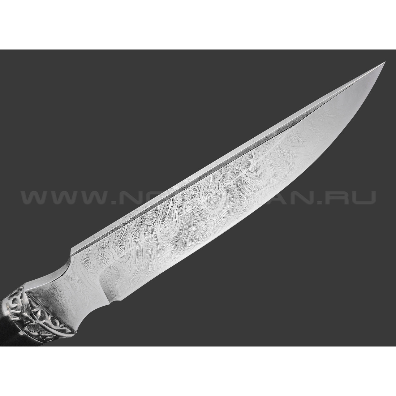 Фурсач А. А. нож Рысь-М сталь Дамаск, рукоять Дерево граб, мельхиор